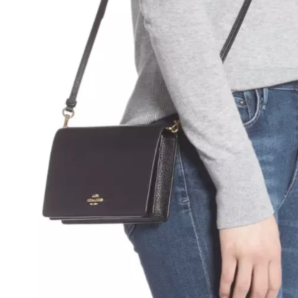 Coach Hayden Foldover Crossbody Black Clutch 14020 - Picture 2 of 4